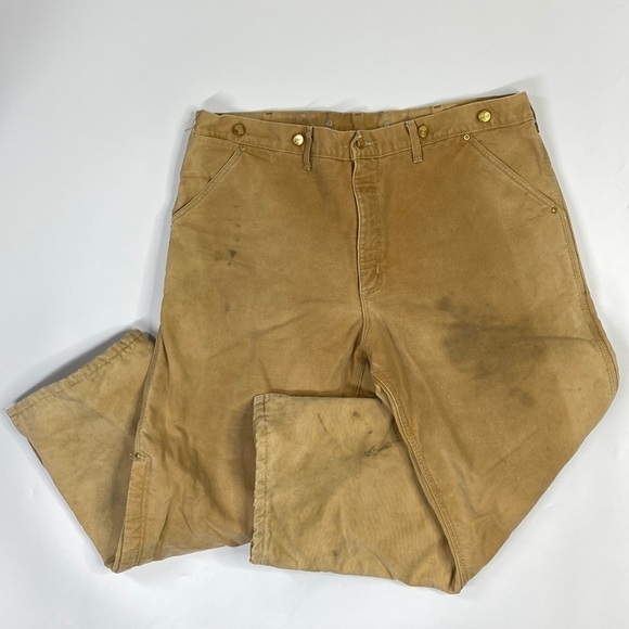 Vintage Carhartt WQ106 Duck Quilted Lined Work Waist Overall Pants USA 42x30 - Picture 1 of 10